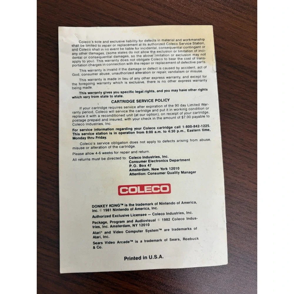 Atari 2600 Donkey Kong by Nintendo MANUAL/INSTRUCTIONS BOOKLET ONLY